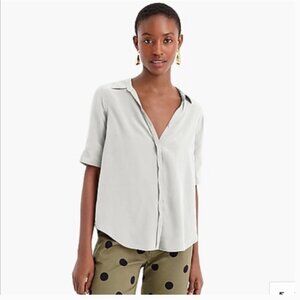 J.Crew Short-sleeve button-up shirt in silk - Light Gray - Size XXS